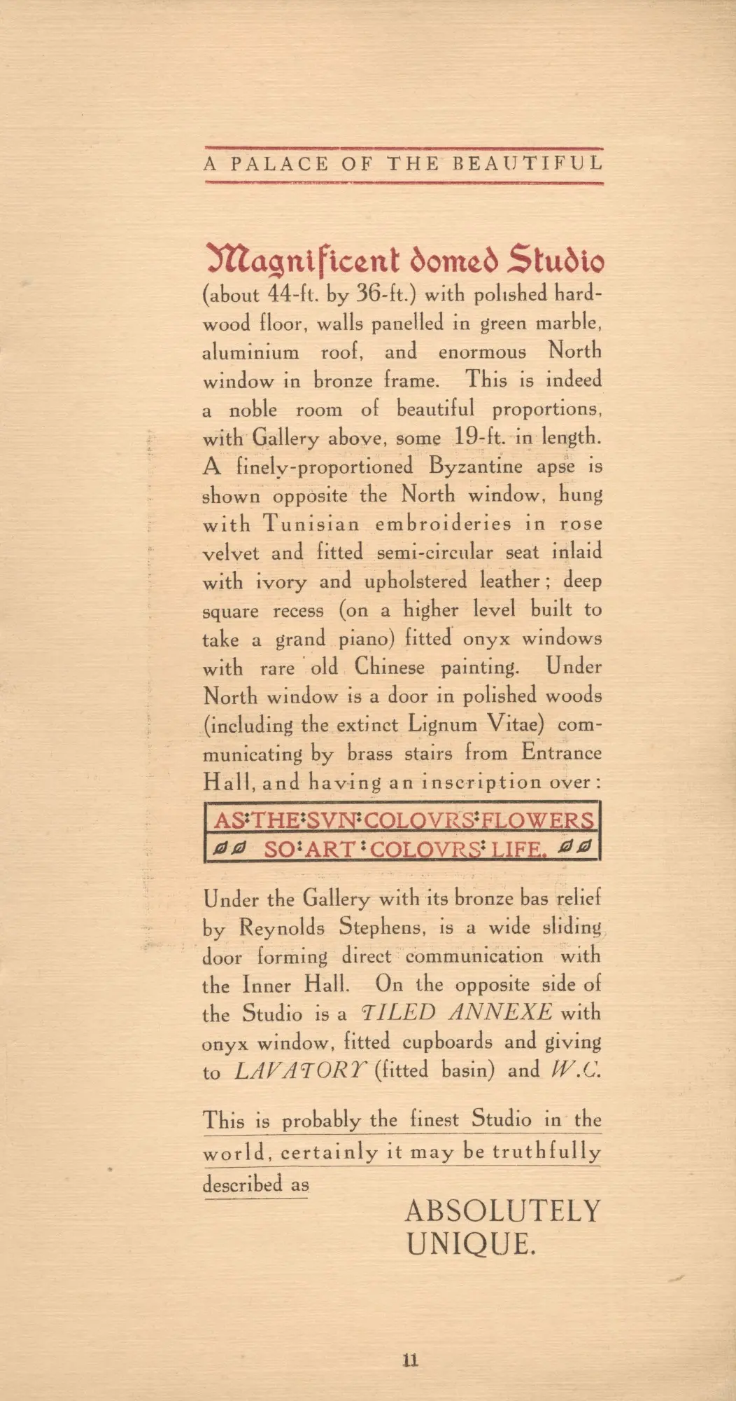 Brochure page describing the Studio